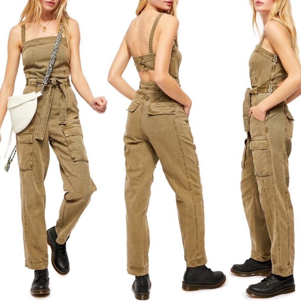 Free People Go West Utility Open Back Jumpsuit S - Picture 2 of 16
